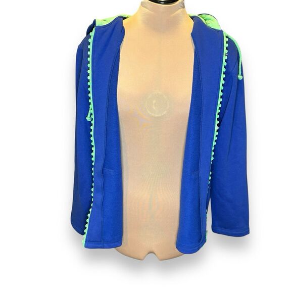 QUACKER FACTORY QVC Size Small Blue Cotton Fleece Rhinestone Hoodie Jacket - Picture 9 of 11